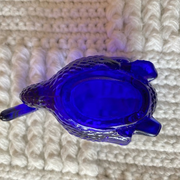 Vintage Small Cobalt Blue Glass Swan Trinket Bowl Dish Salt Cellar - Picture 9 of 11